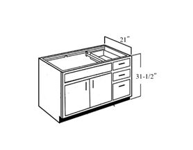 Vanity Sink Bases - 2-Doors And With 3-Drawer Bank